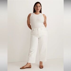 NWT Madewell The Perfect Vintage Wide-Leg Crop Jean Perfect White Size 24W